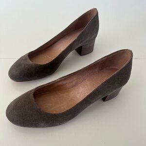 Madewel Ella Pump Brown Suede Wood Block Heel Round Toe Shoes Size 8.5